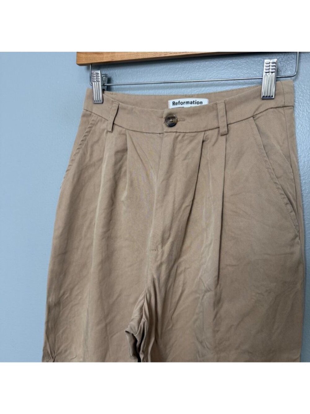 REFORMATION petites mason pants in khaki size 0P - Picture 2 of 8